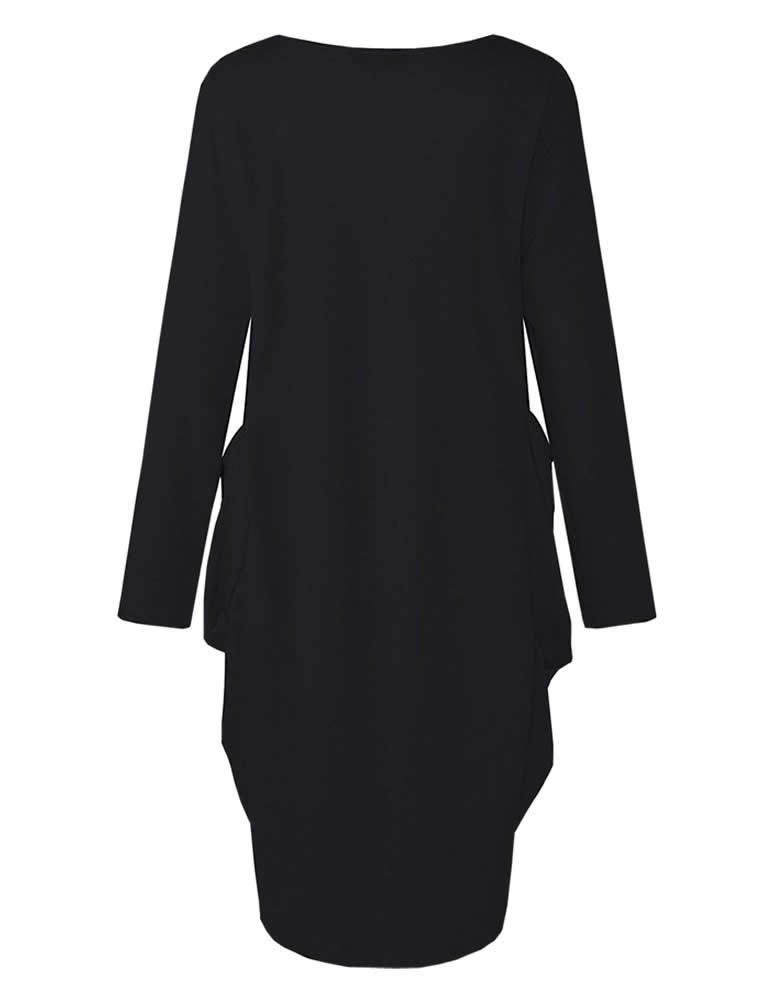 Rfecccy Women's Faith Oversize Baggy T Shirt Causal Loose Party Short Midi Dresses with Pockets Black - Image 2